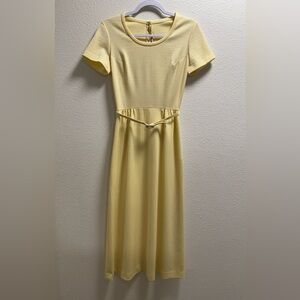 Gay Gibson Vintage 1950s Shift Dress Back Zip Belted Short Sleeve Yellow Medium